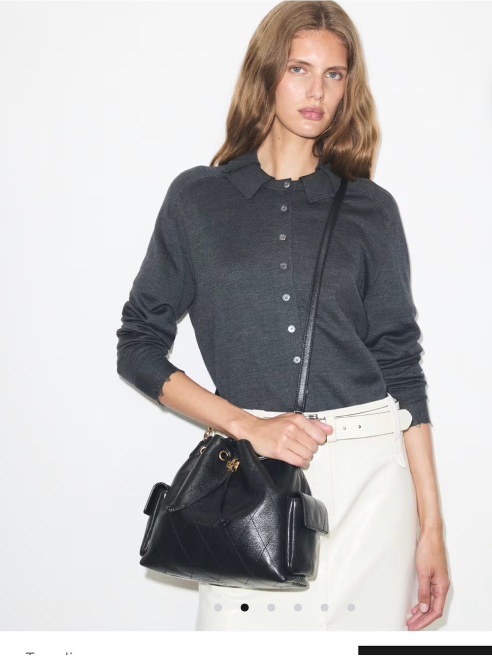 Tory Burch Black Leather Drawstring Bucket Bag